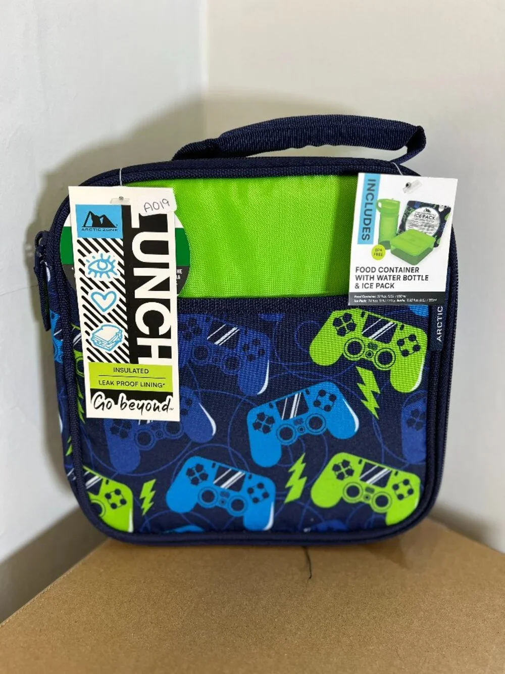 Arctic Zone Video Game Lunch Box Set Food Container Ice Pack Bottle Blue Green